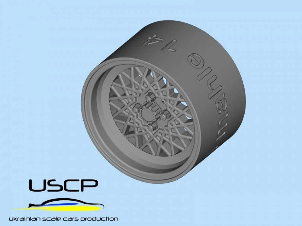 Ukrainian Scale Cars USCP BBS Mahle 14'' ratlankių ir padangų rinkinys 1:24 (24P121T)