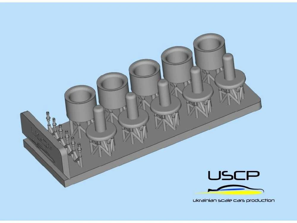 Ukrainian Scale Cars USCP BBS Mahle 14'' ratlankių ir padangų rinkinys 1:24 (24P121T)