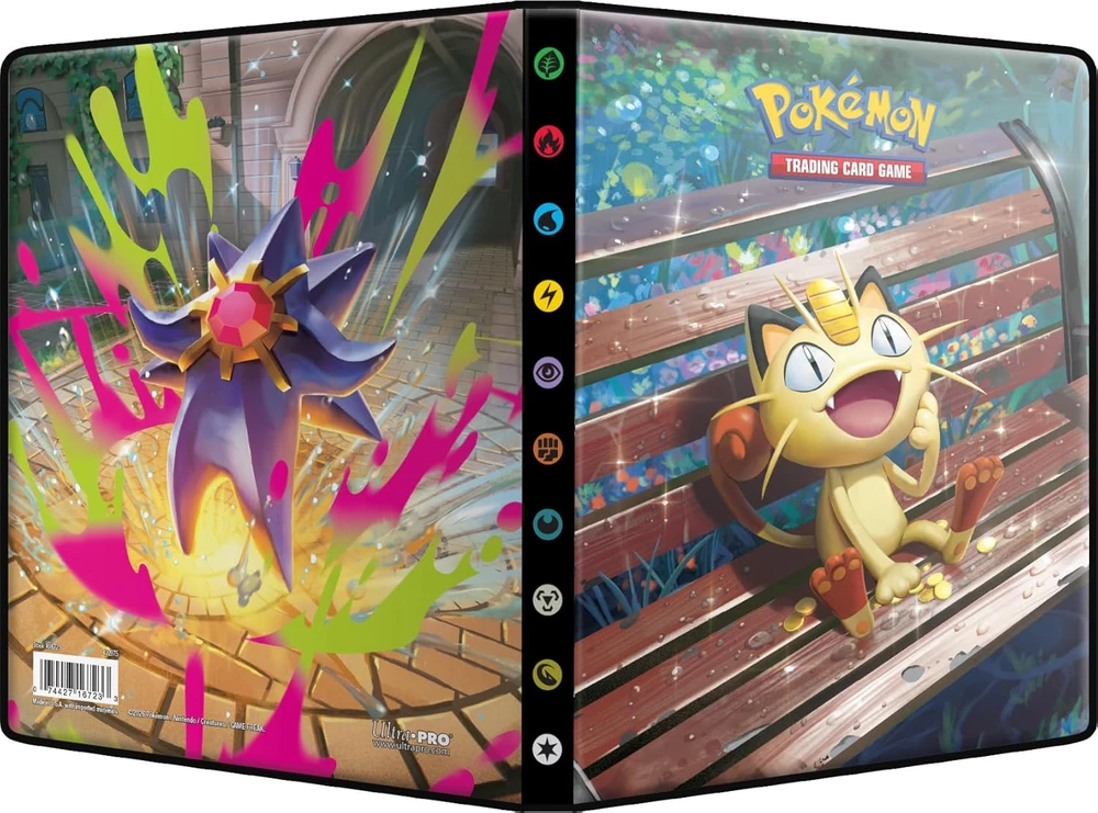 Ultra Pro Pokémon kortelių albumas 4 kišenių Meowth & Starmie, iki 80+4 kortų