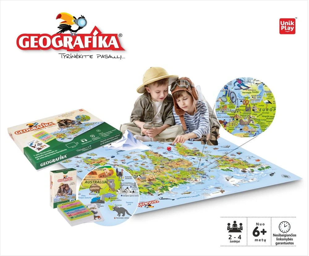 Unikplay Edukacinis stalo žaidimas Geografika Tyrinėk pasaulį, lietuvių kalba
