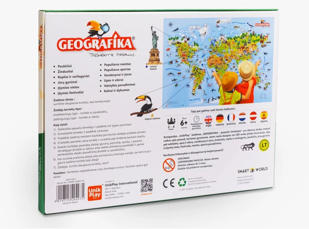 Unikplay Edukacinis stalo žaidimas Geografika Tyrinėk pasaulį, lietuvių kalba
