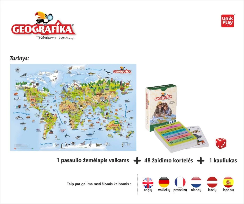 Unikplay Edukacinis stalo žaidimas Geografika Tyrinėk pasaulį, lietuvių kalba