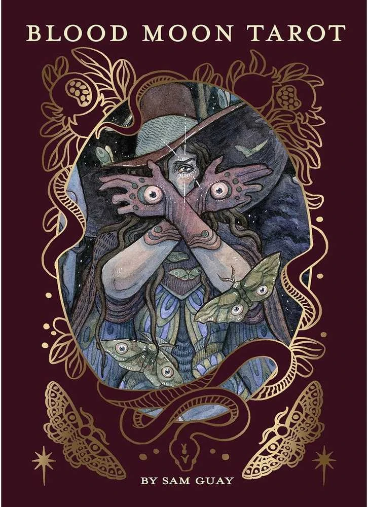 Us Games Systems Blood Moon Tarot prabangi taro kaladė su knyga, 78 akvarelės kortos