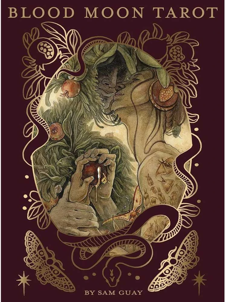 Us Games Systems Blood Moon Tarot prabangi taro kaladė su knyga, 78 akvarelės kortos