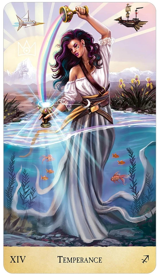 Us Games Systems Stardust Wanderer Tarot – kosminė taro kaladė auksiniais kraštais, 78 kortos