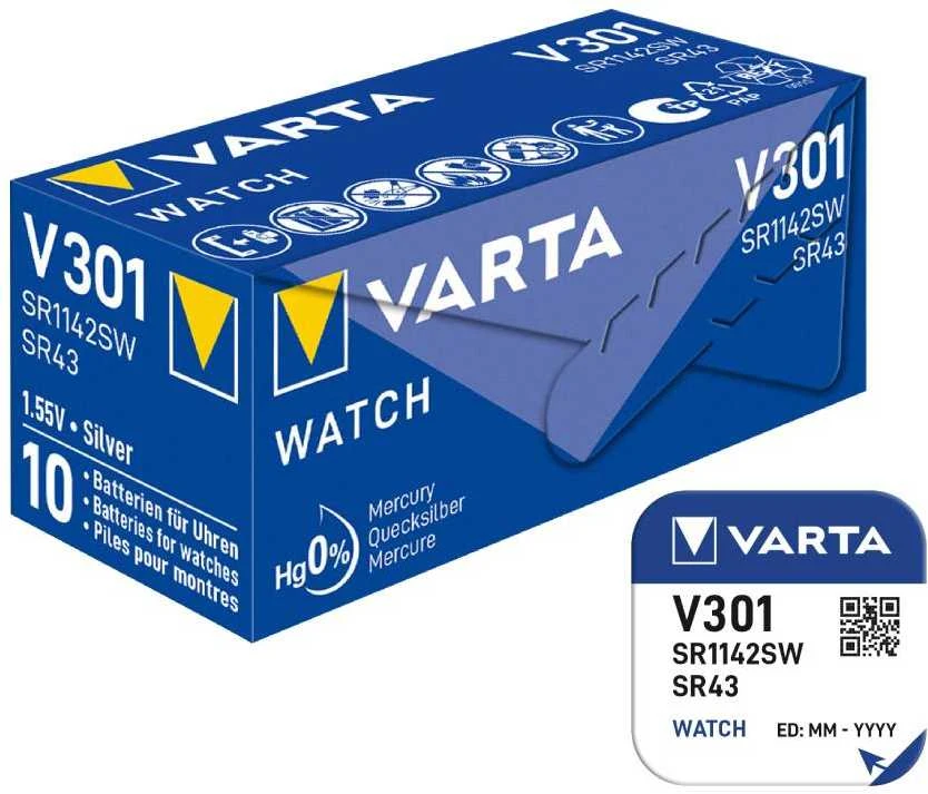 Varta 301 sidabro oksido laikrodžių baterijos 1.55V, 10 vnt.