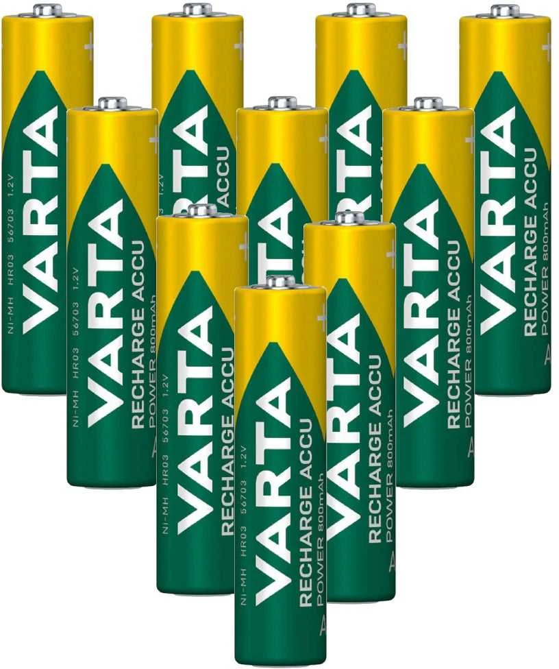 Varta AAA įkraunamos baterijos 800mAh, 10 vnt. R2U NiMH