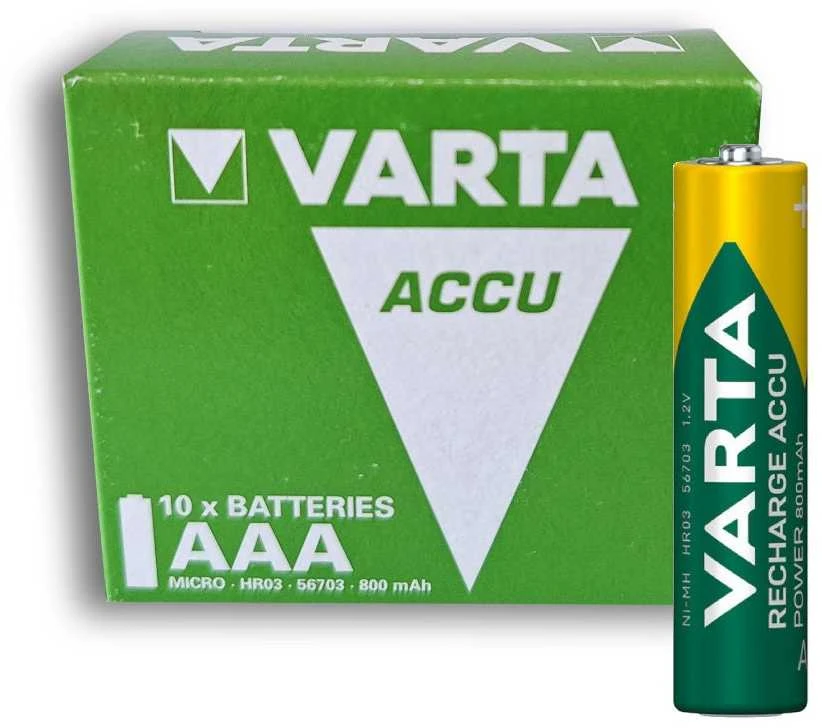 Varta AAA įkraunamos baterijos 800mAh, 10 vnt. R2U NiMH