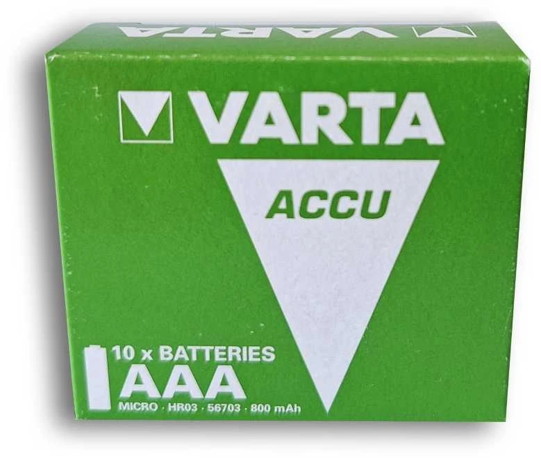 Varta AAA įkraunamos baterijos 800mAh, 10 vnt. R2U NiMH