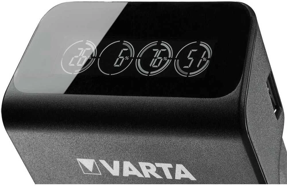 Varta LCD baterijų įkroviklis AA/AAA/9V su USB, 4x AA komplekte