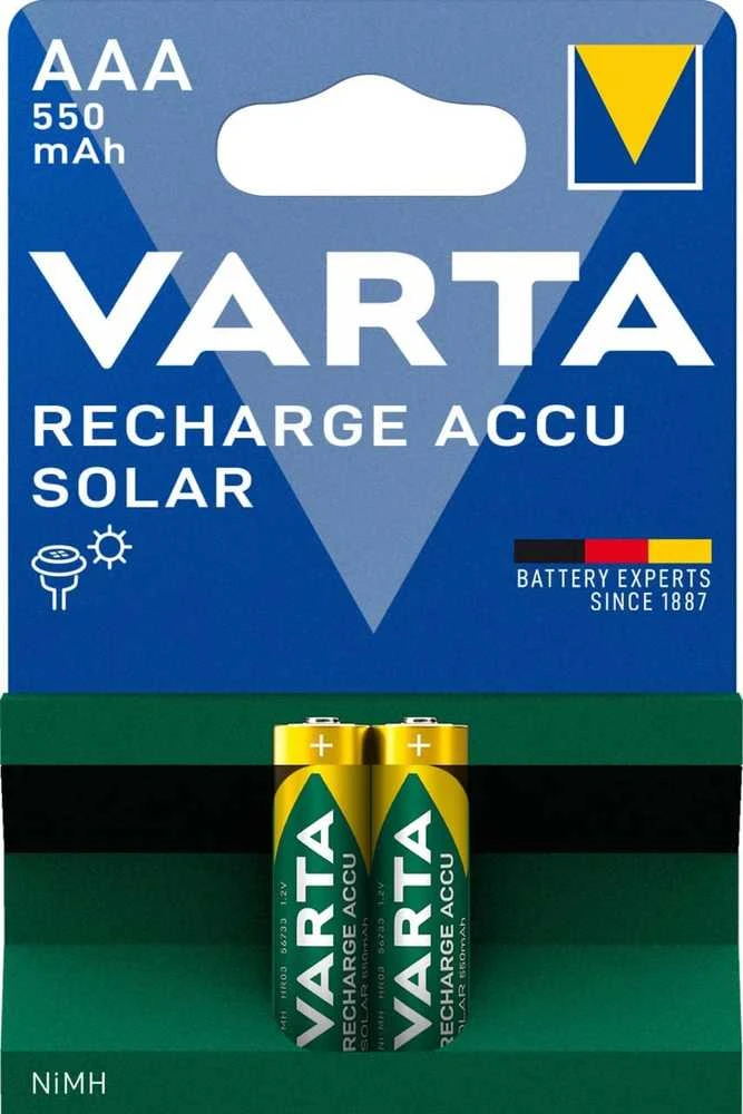 Varta Recharge Accu Solar AAA 550mAh įkraunamos baterijos 2 vnt.