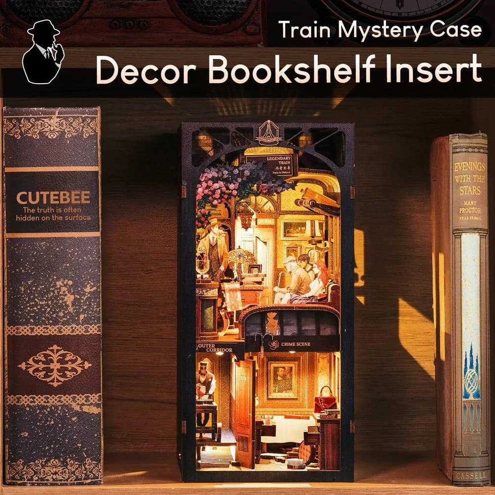 Vcl Corp Medinė Book Nook diorama Paslaptingas traukinys su LED, surinkimo rinkinys