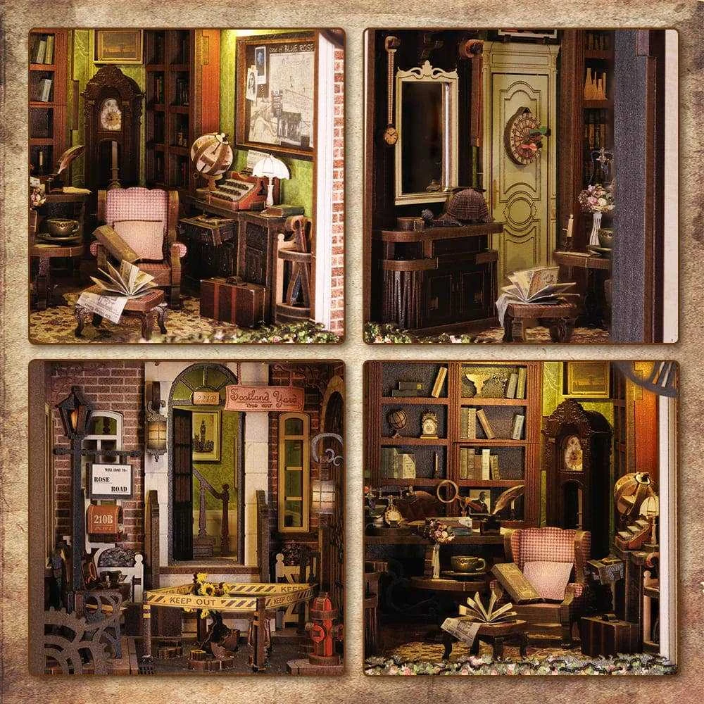 Vcl Corp Rose Detective Agency knygų niša – medinė LED diorama, 322 detalės