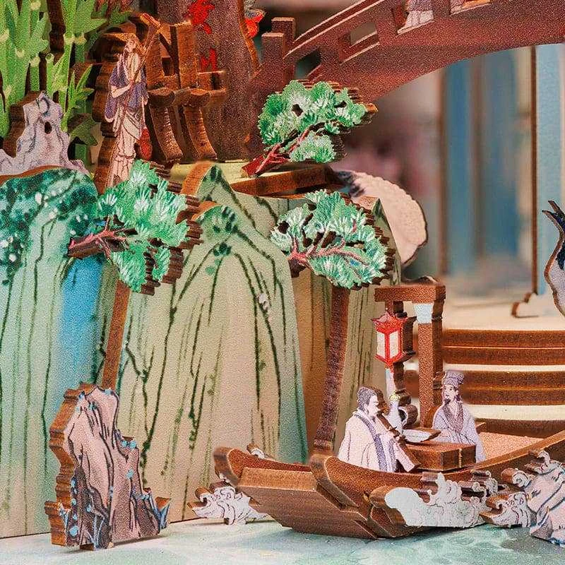 Vcl Corp Su Dongpo gyvenimas – surinkama medinė knygų diorama su LED, 280 det.