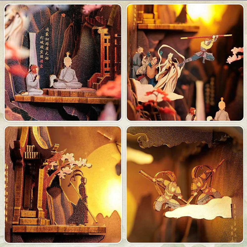 Vcl Corp WU KONG legenda – surenkama medinė book nook diorama su LED