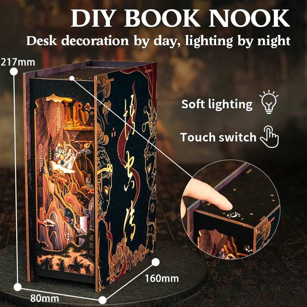 Vcl Corp WU KONG legenda – surenkama medinė book nook diorama su LED