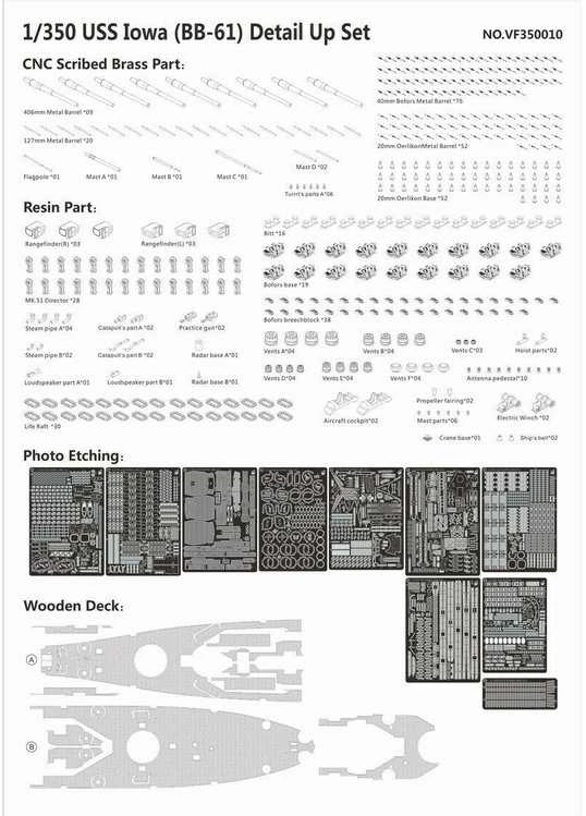 Very Fire Hobby Very Fire USS Iowa BB-61 laivo detalių rinkinys 1/350 VF350010
