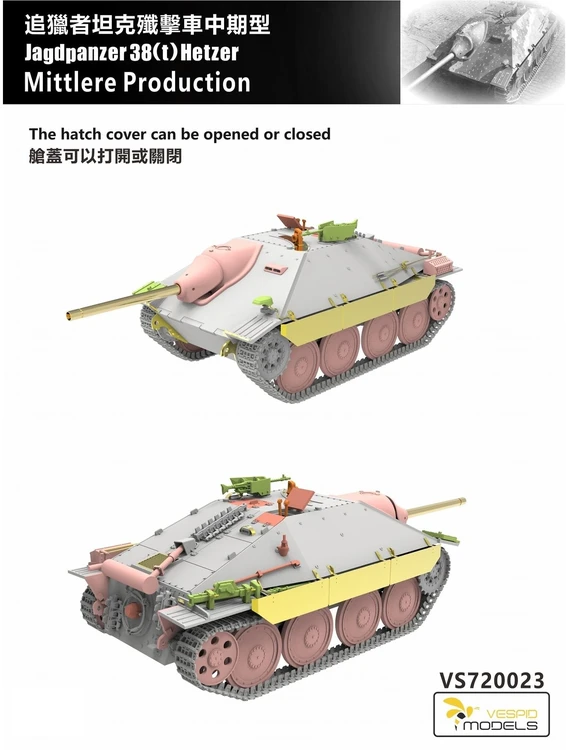 Vespid Models Jagdpanzer 38(t) Hetzer plastikinis surenkamas modelis 1/72 (vid. gamyba)