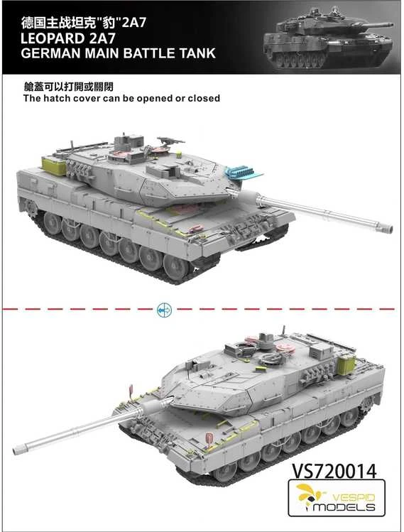 Vespid Models Leopard 2A7 vokiečių tankas 1/72 – plastikinis surinkimo modelis