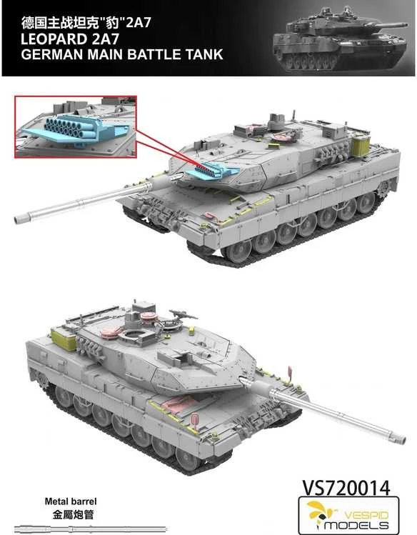 Vespid Models Leopard 2A7 vokiečių tankas 1/72 – plastikinis surinkimo modelis