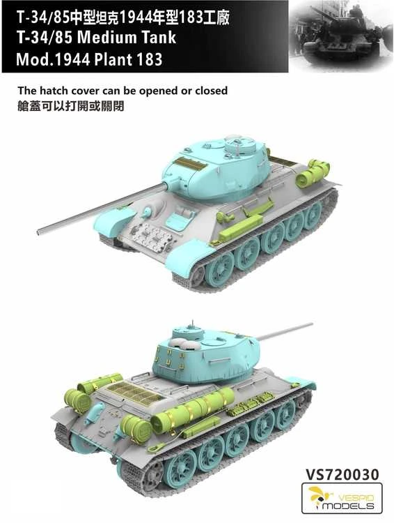 Vespid Models T-34/85 1944 plastikinis tanko modelis 1/72 Vespid