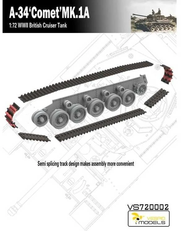 Vespid Models VESPID A-34 Comet MK.1A britų kruizinis tankas 1/72 plastikinis modelis