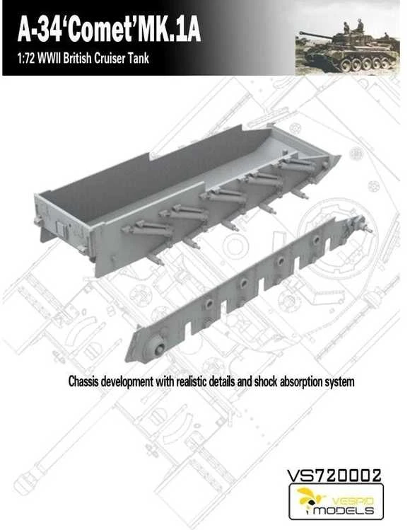 Vespid Models VESPID A-34 Comet MK.1A britų kruizinis tankas 1/72 plastikinis modelis