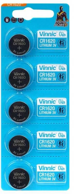 Vinnic CR1620 3V ličio baterijos laikrodžiams, 5 vnt.
