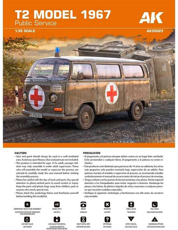Volkswagen T2 1967 tarnybinis mikroautobusas 1/35 AK Interactive