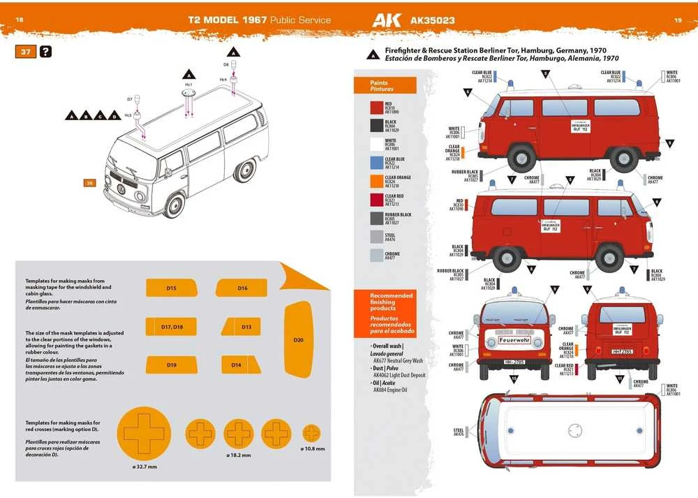 Volkswagen T2 1967 tarnybinis mikroautobusas 1/35 AK Interactive