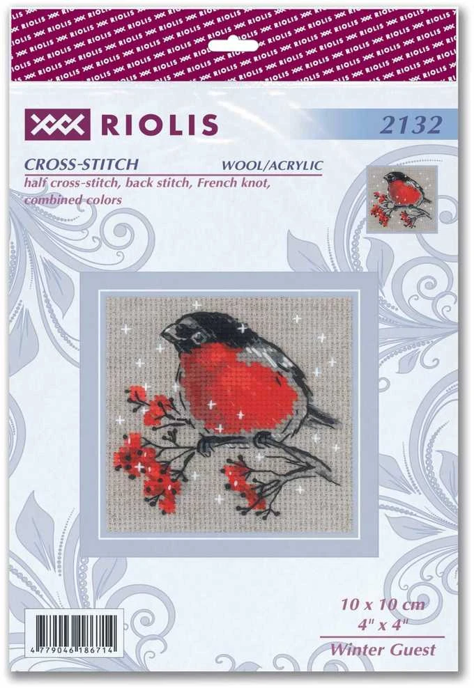 Riolis Kryželiu siuvinėjimo rinkinys Winter Guest 15x15 SR2132