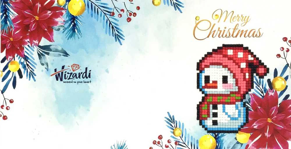 Wizardi Cards Deimantinės mozaikos kalėdinis atvirukas – rinkinys su kristalais