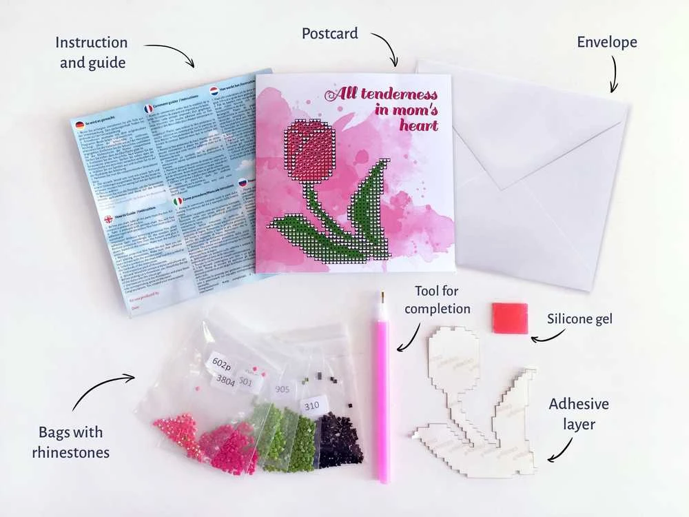 Wizardi Cards Deimantinės mozaikos kalėdinis atvirukas – rinkinys su kristalais