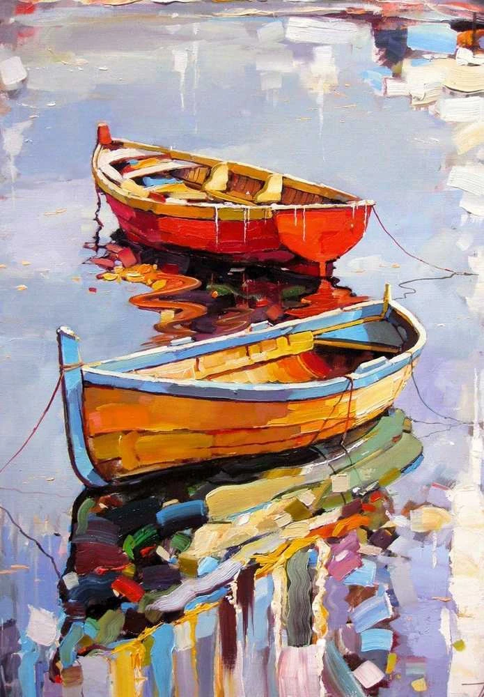 Wizardi Deimantinis paveikslas Boats WD122 27*38 cm