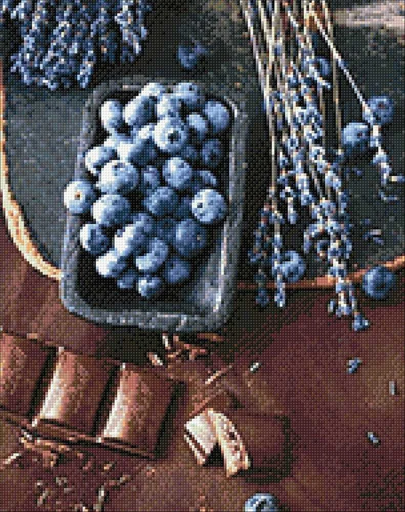 Wizardi Deimantinis paveikslas Chocolate and Blueberries WD046 38*48 cm