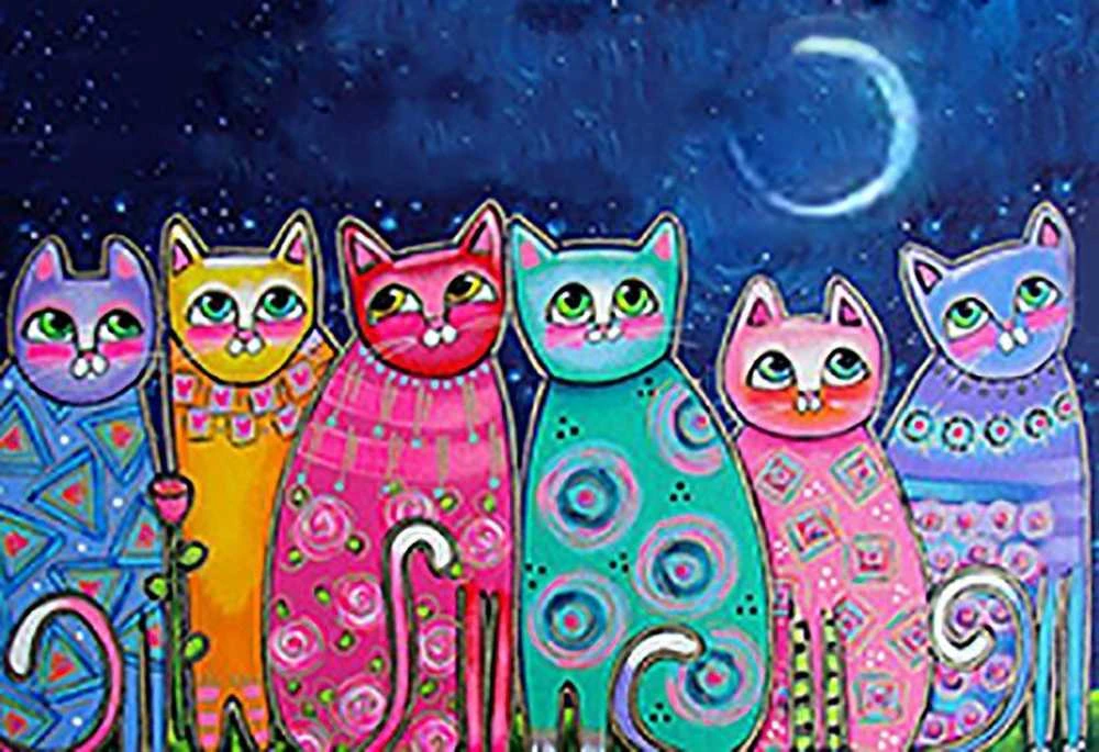 Wizardi Deimantinis paveikslas Colourful Cats WD2390
