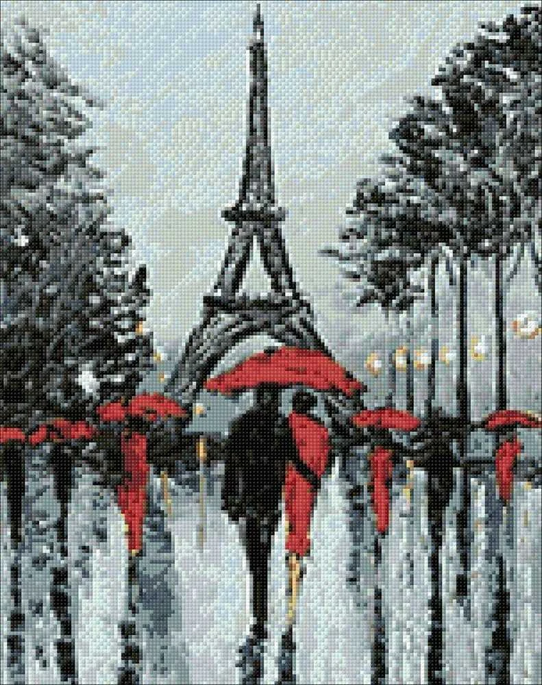 Wizardi Deimantinis paveikslas Paris in Rain WD156 38*48 cm