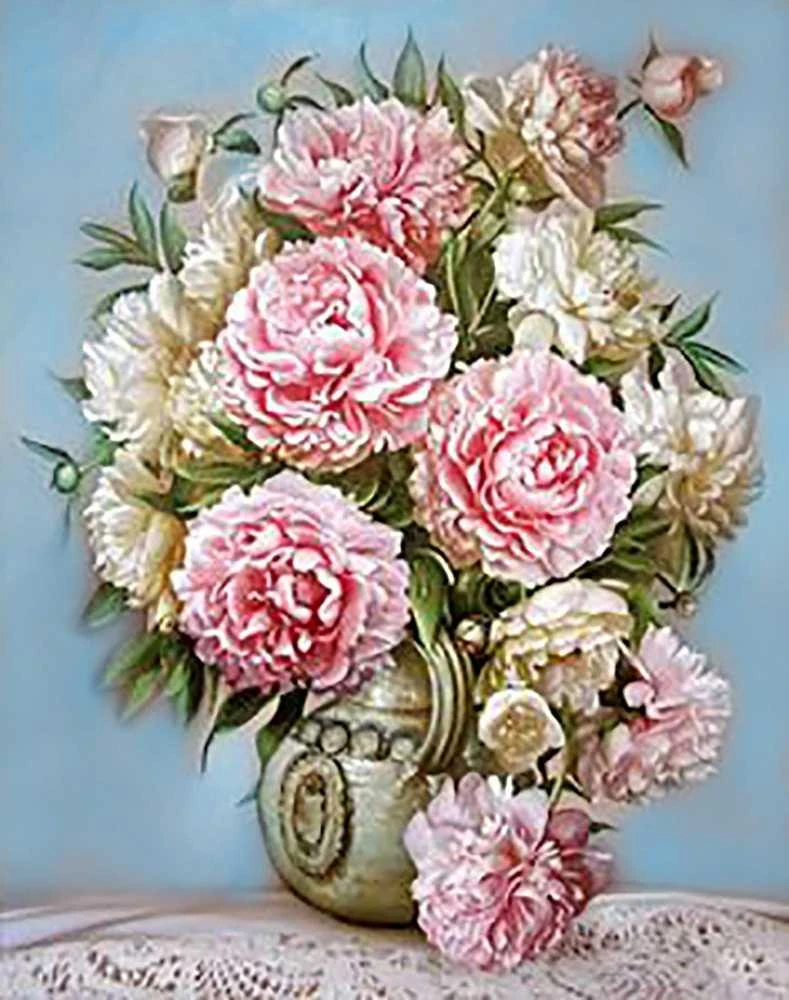 Wizardi Deimantinis paveikslas Puff Peonies WD001 38*48 cm