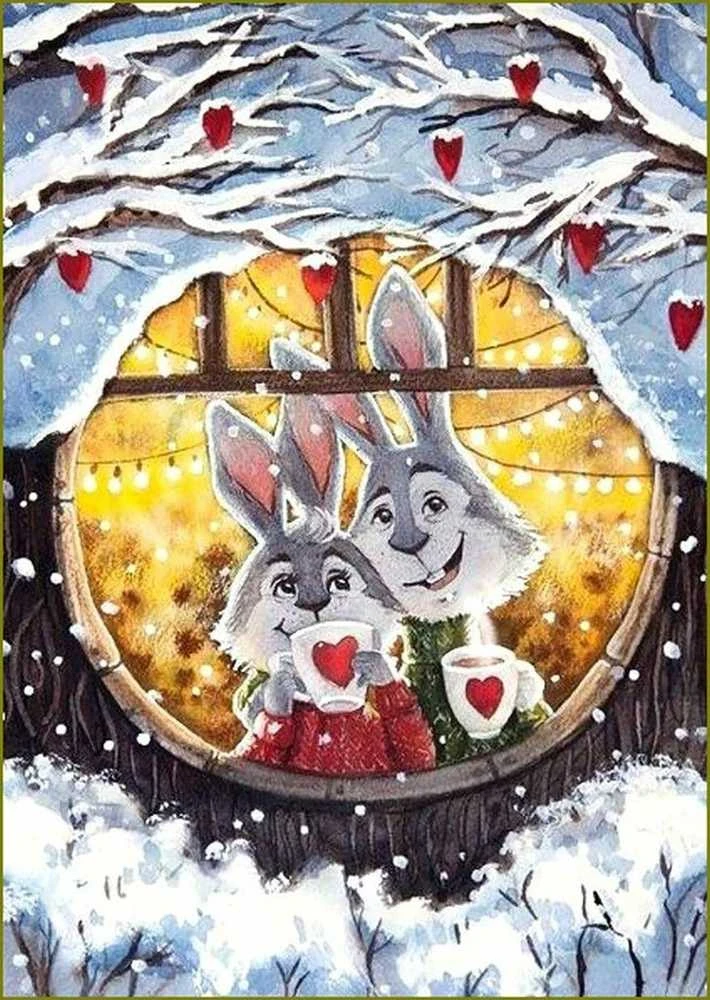 Wizardi Deimantinis paveikslas Rabbits' Cosy Home WD2384