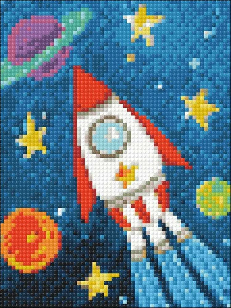Wizardi Deimantinis paveikslas Space Ship WD275 15*20 cm