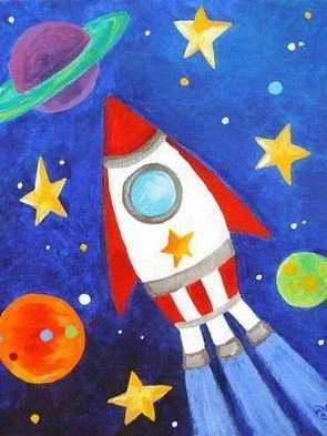 Wizardi Deimantinis paveikslas Space Ship WD275 15*20 cm