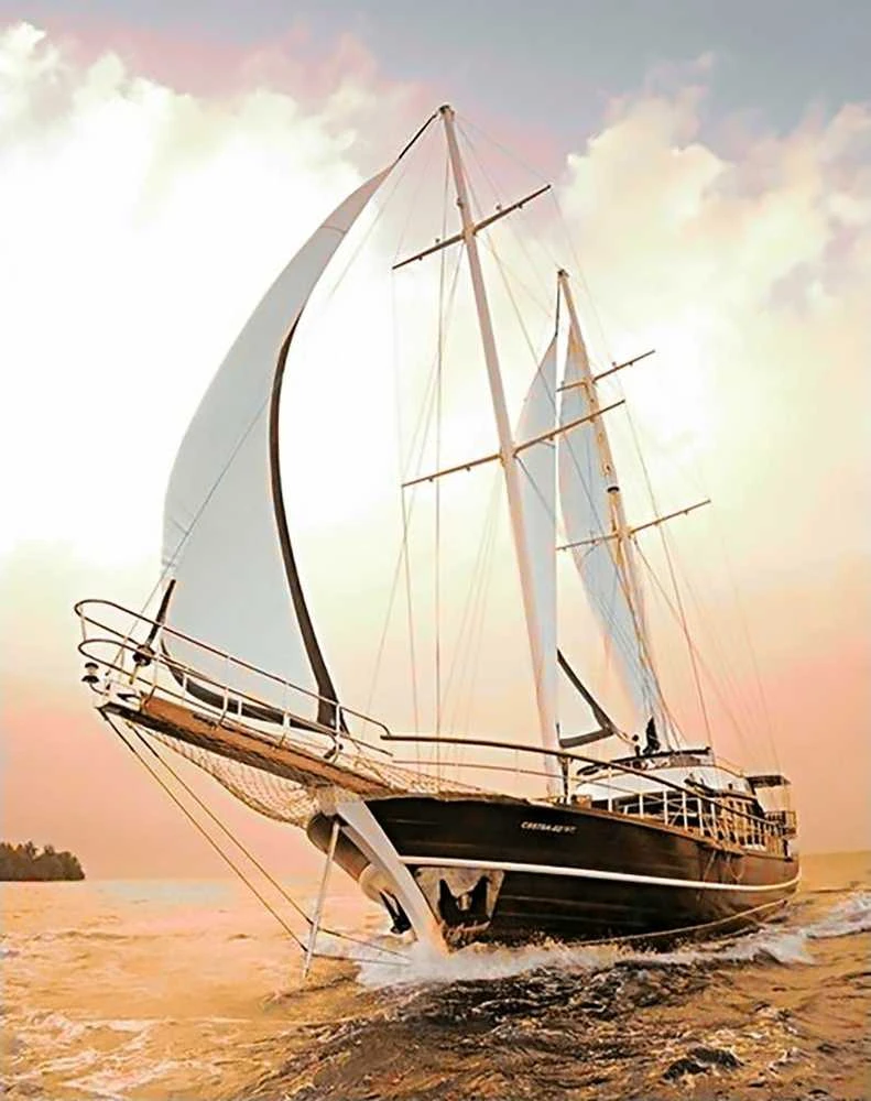 Wizardi Deimantinis paveikslas Yacht WD227 38*48 cm