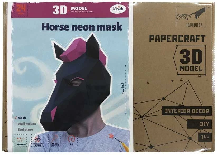 Beldizart SALE Wizardi 3D popieriaus gaminimo rinkinys Arklys Neoninė kaukė PP-3KON-2BM