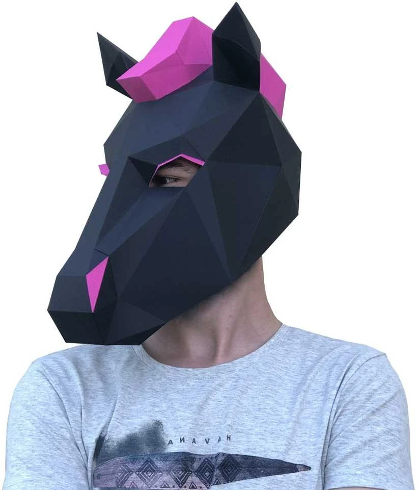 Beldizart SALE Wizardi 3D popieriaus gaminimo rinkinys Arklys Neoninė kaukė PP-3KON-2BM