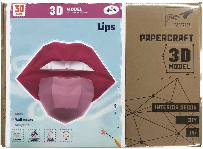 Beldizart SALE Wizardi 3D popieriaus modelio rinkinys Lips Rožinė/Crimson PP-1GUB-2MP