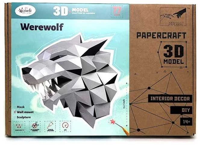Beldizart Wizardi 3D popieriaus gaminimo rinkinys Vilkolakis PP-1LTV-BLA