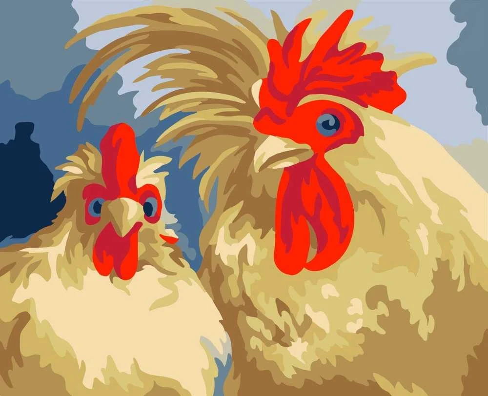 Wizardi Tapybos pagal skaičius rinkinys: Roosters 16.5x13 cm MINI052