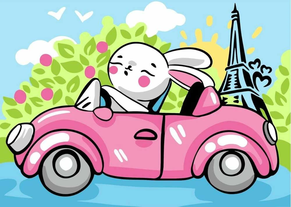 Wizardi Tapybos pagal skaičius rinkinys: Bunny in Paris 16.5x13 cm MINI130