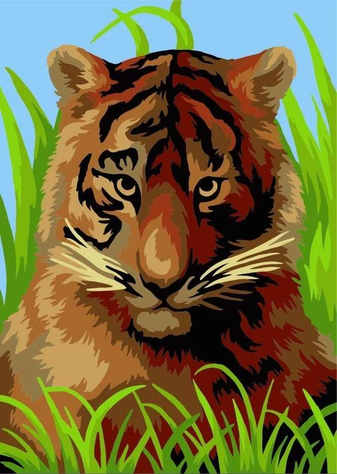 Wizardi Tapybos pagal skaičius rinkinys: Baby tiger 16.5x13 cm MINI116