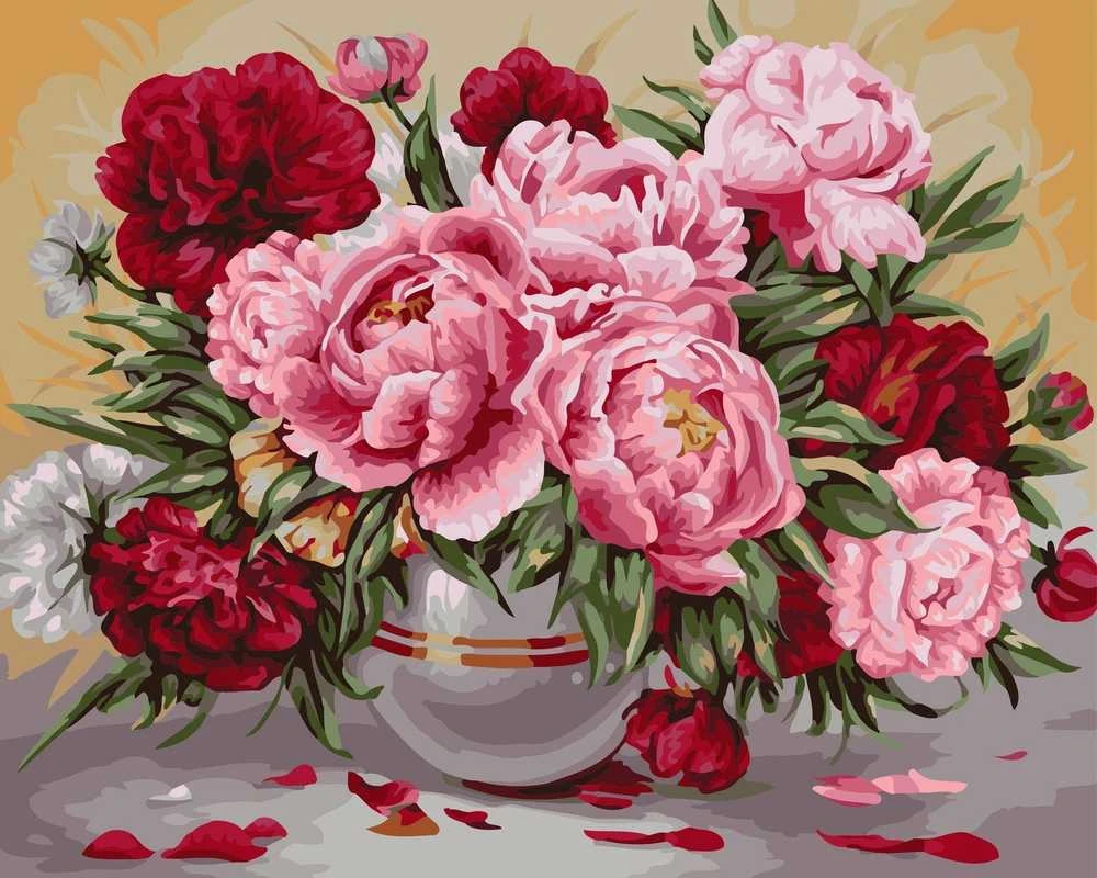 Wizardi Tapybos Pagal Skaičius Rinkinys - Garden Peonies 40x50 cm B057